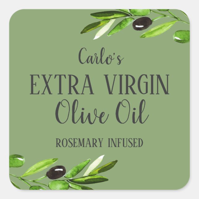 Pegatina Cuadrada Botella de aceite de oliva virgen extra (Anverso)