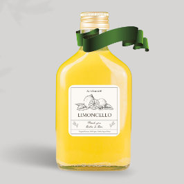 Pegatina Cuadrada Botella de Limoncello, Boda de limón artesanal mod