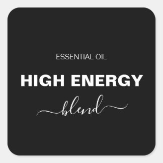 Pegatina Cuadrada Botella de rodillo negro de mezcla de aceite esenc
