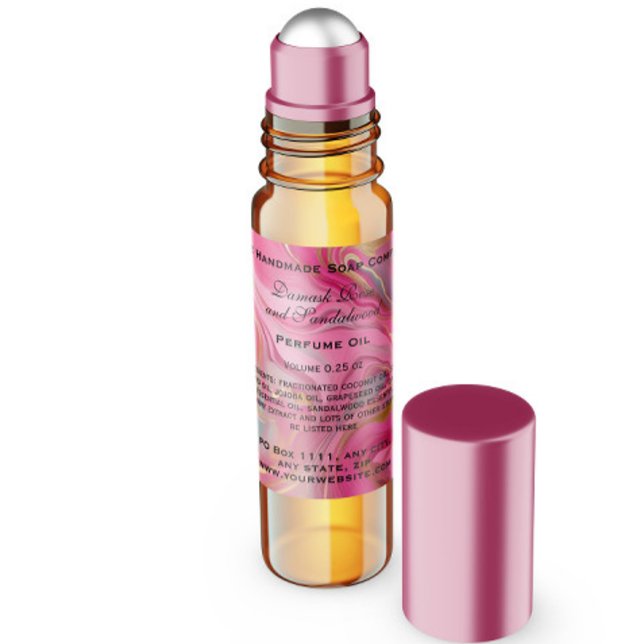 Pegatina Cuadrada Botella de rollo perfume de mármol rosa y dorado (Subido por el creador)