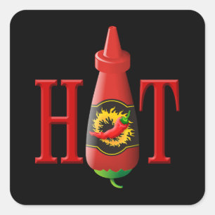 Pegatina Cuadrada Botella de salsa picante