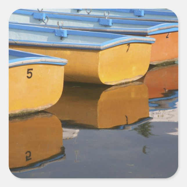 Pegatina Cuadrada Botes de fila Henley-on-Thames en el río Támesis, (Anverso)