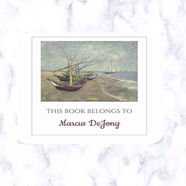 Pegatina Cuadrada Botes de pesca editables por la Librería Van Gogh (Subido por el creador)