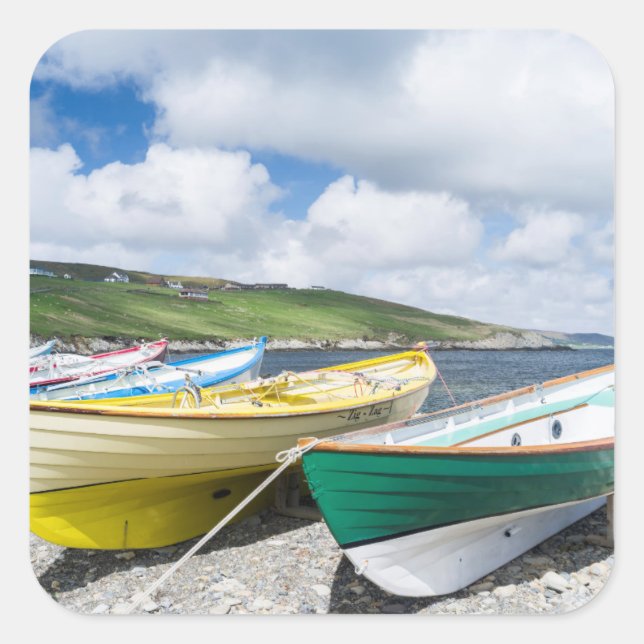 Pegatina Cuadrada Botes de remos tradicionales (Anverso)