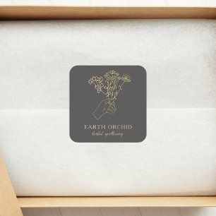 Pegatina Cuadrada Botica de Oro Herbal y Floral