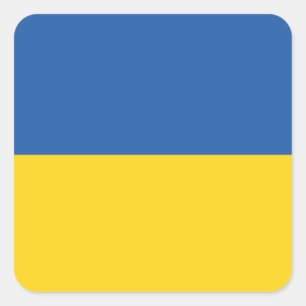 Pegatina Cuadrada Botón Bandera de Ucrania