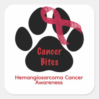 Pegatina Cuadrada Botón de Conciencia de Hemangiosarcoma Canino de P