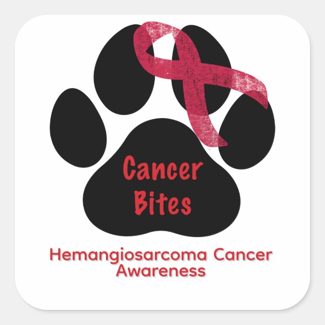 Pegatina Cuadrada Botón de Conciencia de Hemangiosarcoma Canino de P (Anverso)
