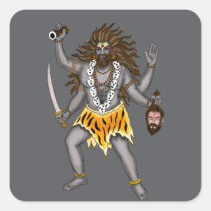 Pegatina Cuadrada Botón del Señor Bhairava