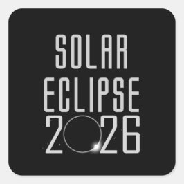 Pegatina Cuadrada Botón Eclipse solar 2026