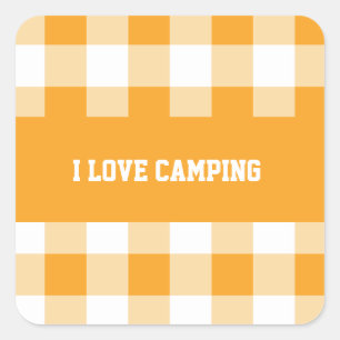 Pegatina Cuadrada botón Patrón de Gingham