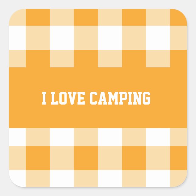 Pegatina Cuadrada botón Patrón de Gingham (Anverso)