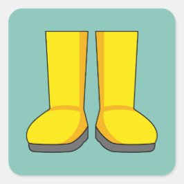 Pegatina Cuadrada Bots de lluvia amarilla