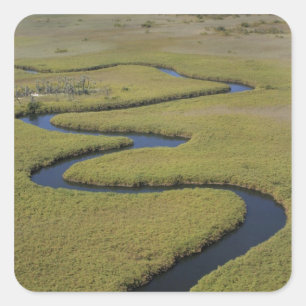 Pegatina Cuadrada Botsuana, África. Vista aérea del río Okavango.