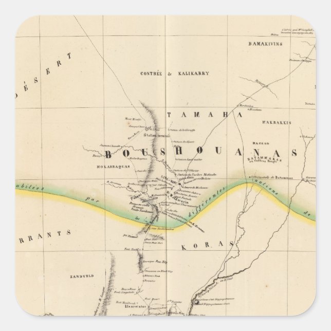 Pegatina Cuadrada Botswana, Sudáfrica 51 (Anverso)