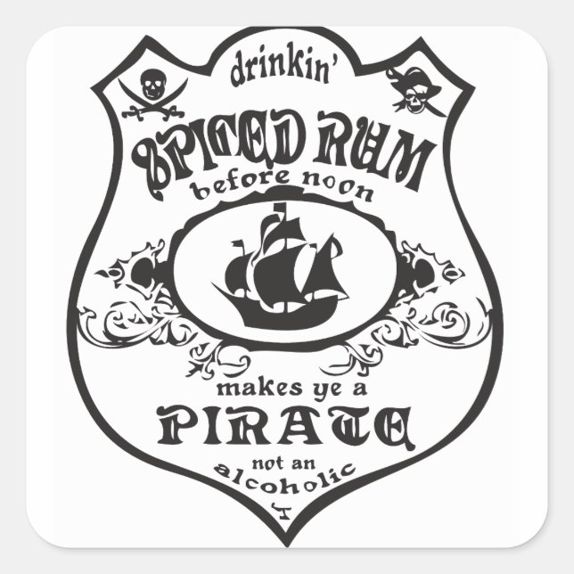 Pegatina Cuadrada bottle label Pirata (Anverso)