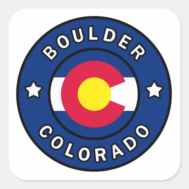 Pegatina Cuadrada Boulder Colorado (Anverso)