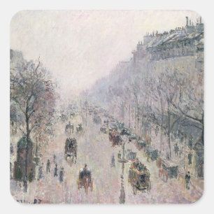 Pegatina Cuadrada Boulevard Montmartre, 1897 (aceite sobre lienzo)