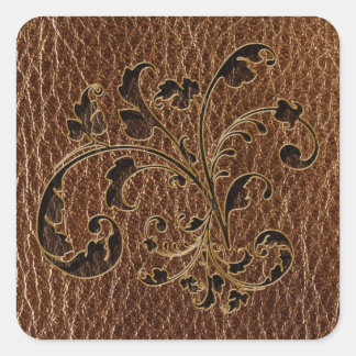Pegatina Cuadrada Bouquet con aspecto de cuero 2
