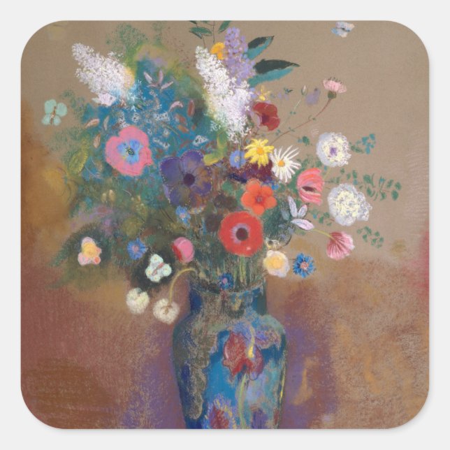 Pegatina Cuadrada Bouquet de flores (Anverso)