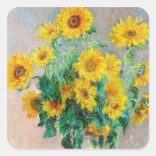 Pegatina Cuadrada Bouquet de los girasoles Claude Monet