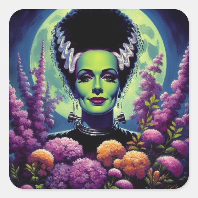 Pegatina Cuadrada Bouquet de Pegatinas Frankenstein (Anverso)