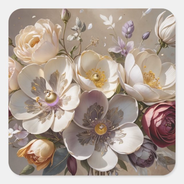 Pegatina Cuadrada Bouquet du jour (Anverso)