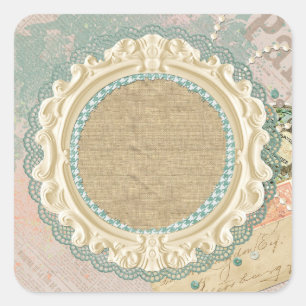 Pegatina Cuadrada Boutique de Marco Francés Shabby Chic Vintage Parí