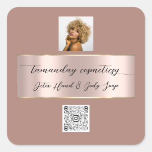 Pegatina Cuadrada Boutique Online Shop Rosa QR Code Logo Skin