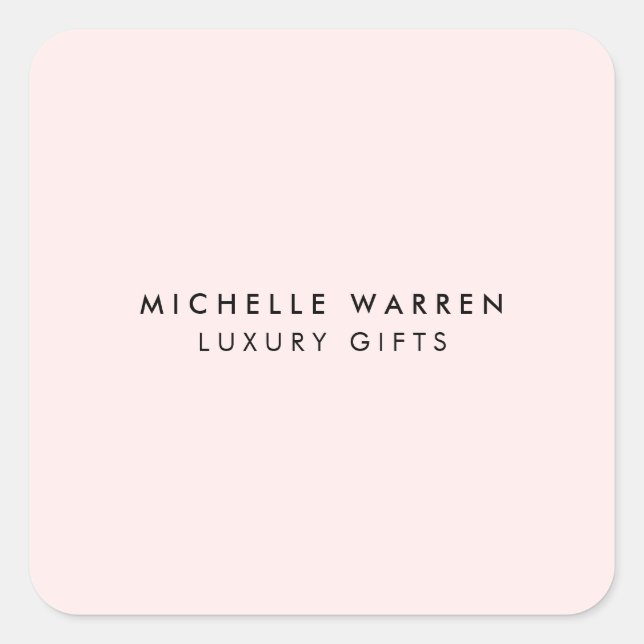 Pegatina Cuadrada Boutique rosa simple, salón, elegante (Anverso)