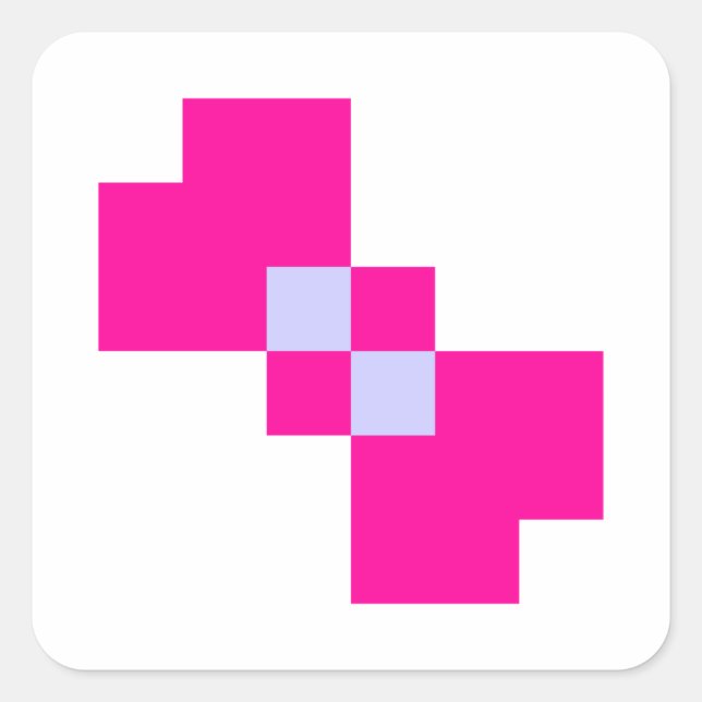 Pegatina Cuadrada Bow de píxeles de 8 bits (Anverso)
