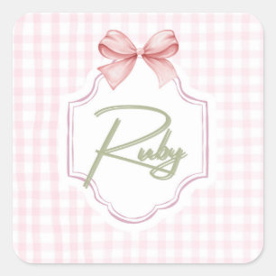 Pegatina Cuadrada Bow&Gingham