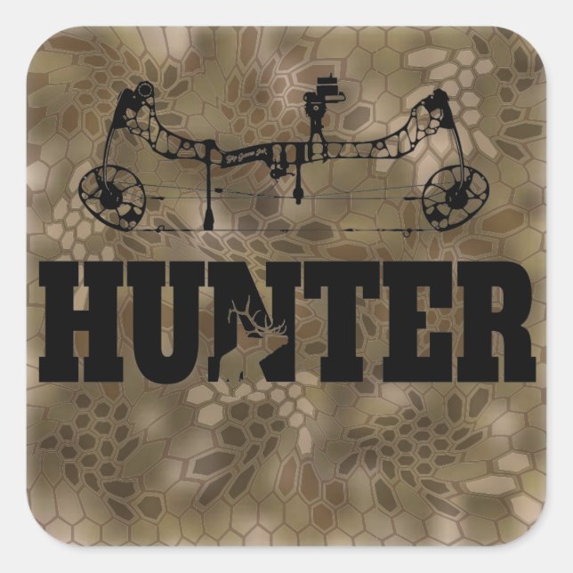 Pegatina Cuadrada Bow Hunter Kryptek (Anverso)