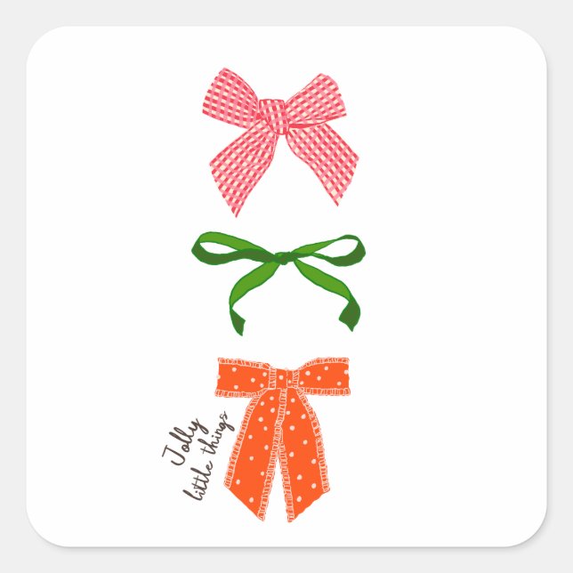 Pegatina Cuadrada Bow Jolly Little Things Navidad  (Anverso)