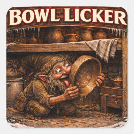 Pegatina Cuadrada Bowl Licker Icelandic Yule Lad