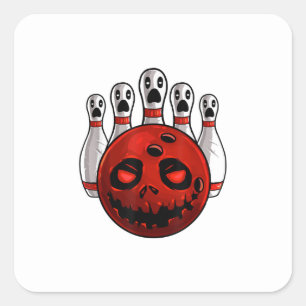 Pegatina Cuadrada Bowling de Halloween Bowler Bowlingween Pun T-Shir