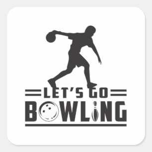 Pegatina Cuadrada Bowling Sport Bowler Strike Bowl Idea de regalo di