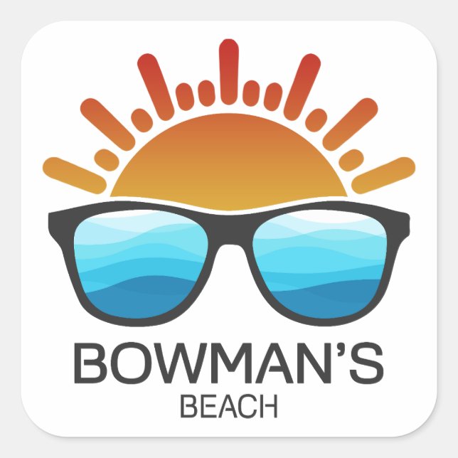 Pegatina Cuadrada Bowman's Beach Florida Sunglasses (Anverso)