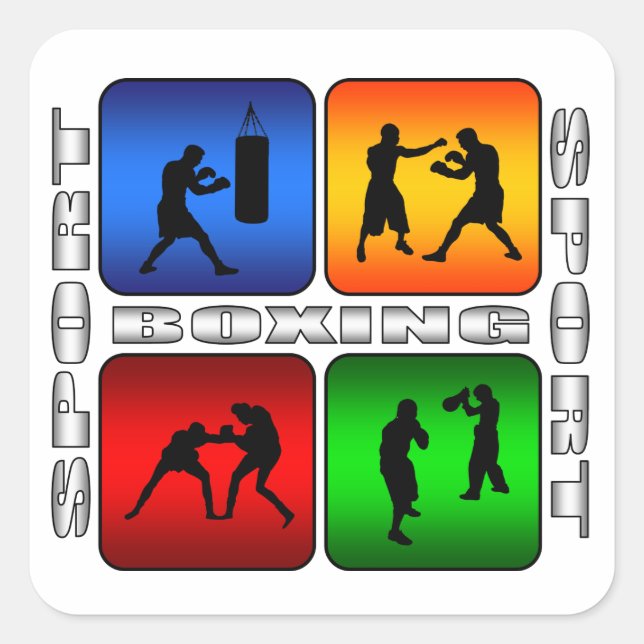 Pegatina Cuadrada Boxeo espectacular (Anverso)