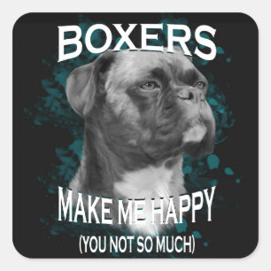 Pegatina Cuadrada Boxer Dog Animal Aovers Art Textos