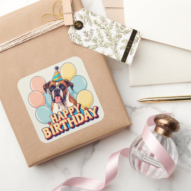 Pegatina Cuadrada Boxer Dog Colorful (Regalar)