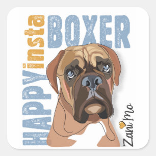 Pegatina Cuadrada Boxer Feliz de Insta - Zani Mo Dog