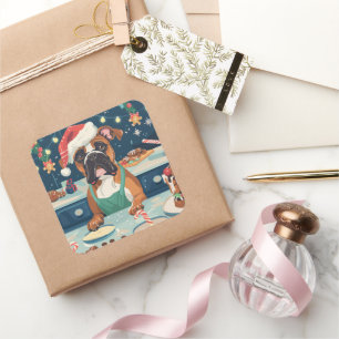 Pegatina Cuadrada Boxer Holiday Baking: Navidades festivos