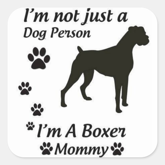 Pegatina Cuadrada Boxer Mom (Anverso)