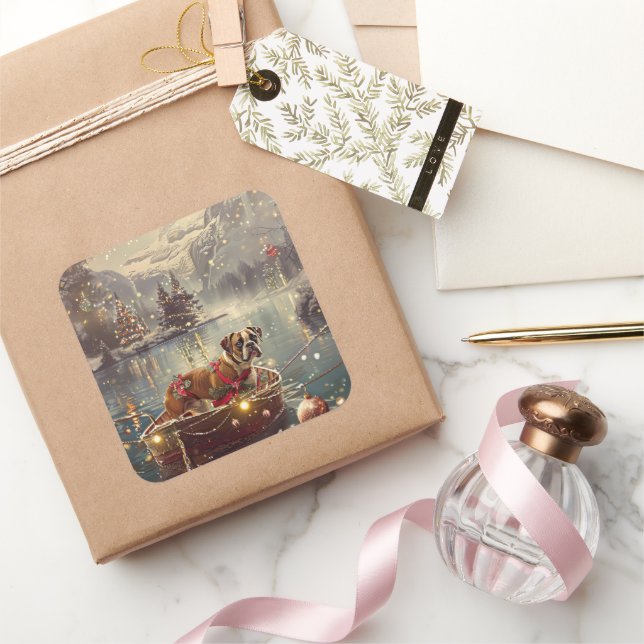 Pegatina Cuadrada Boxer Navidades Festividad (Regalar)