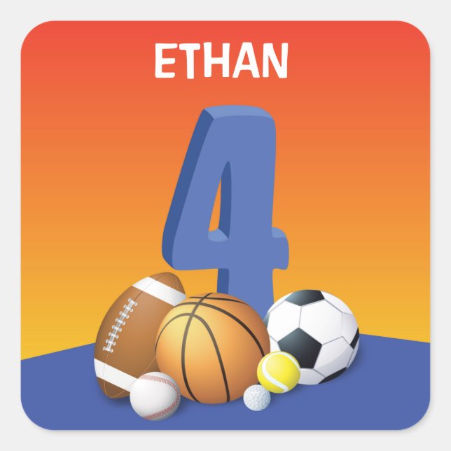 Pegatina Cuadrada Boy 4.º Balls Deportiva (Anverso)