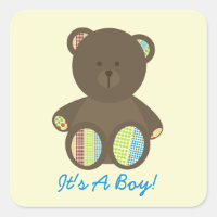 Boy Baby Shower Brown Stuffed Bear Boho Dots