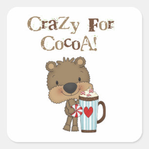 Pegatina Cuadrada Boy Bear Loco Para Las Vacaciones De Cocoa