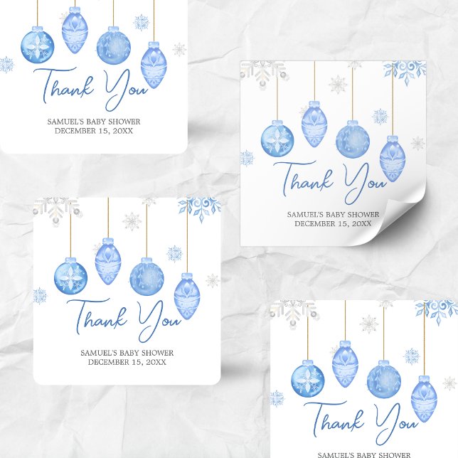 Pegatina Cuadrada Boy Santa Baby Navidades Baby Shower (Santa Baby Christmas Baby Shower Sticker)