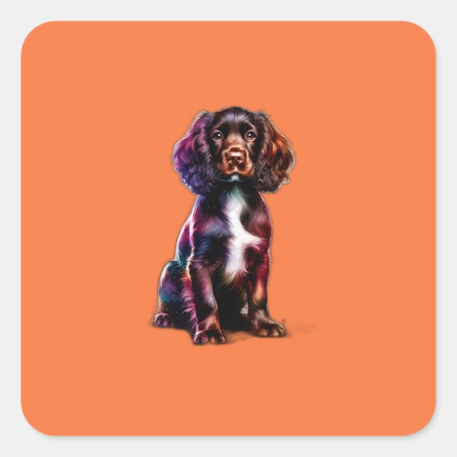 Pegatina Cuadrada Boykin Spaniel Dog (Anverso)